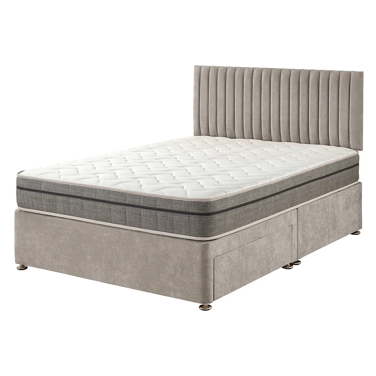 Grant Linen Divan Bed with 2 Drawers and Pocket+ Memory Mattress Set – image 3
