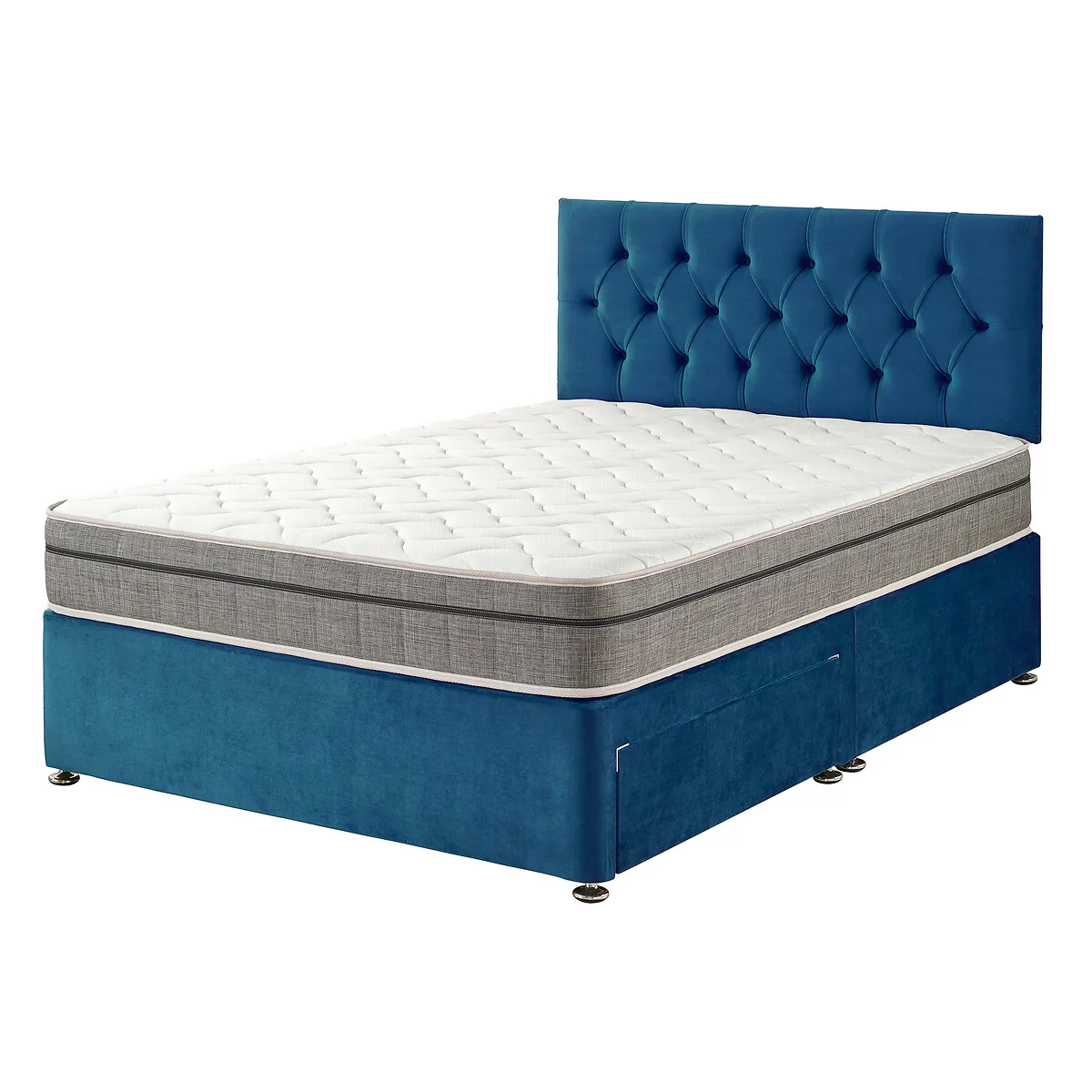 Oliver Velvet 2 Drawer Divan Bed and Pocket+ Memory Mattress Set – image 3