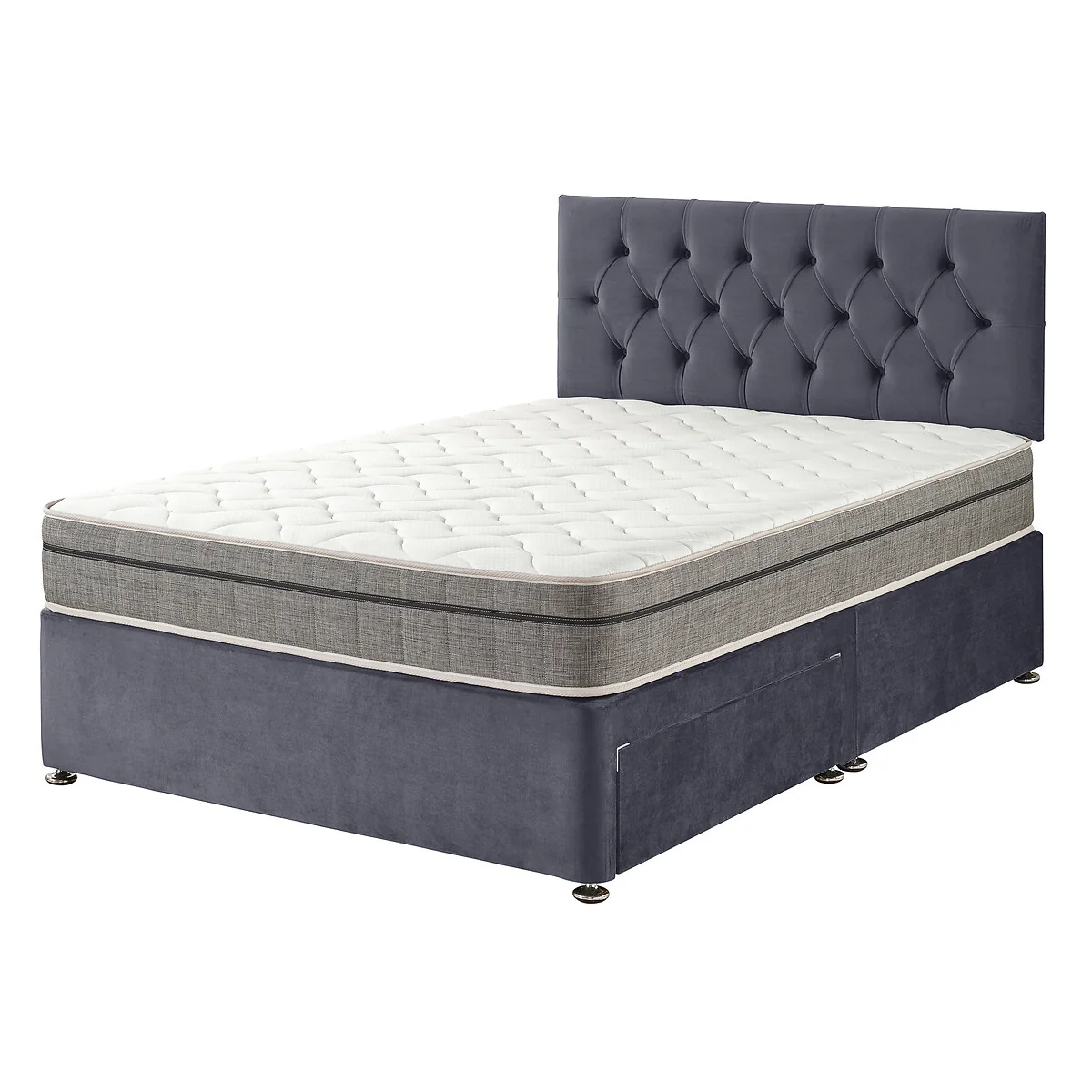 Oliver Velvet 2 Drawer Divan Bed and Pocket+ Memory Mattress Set – image 3