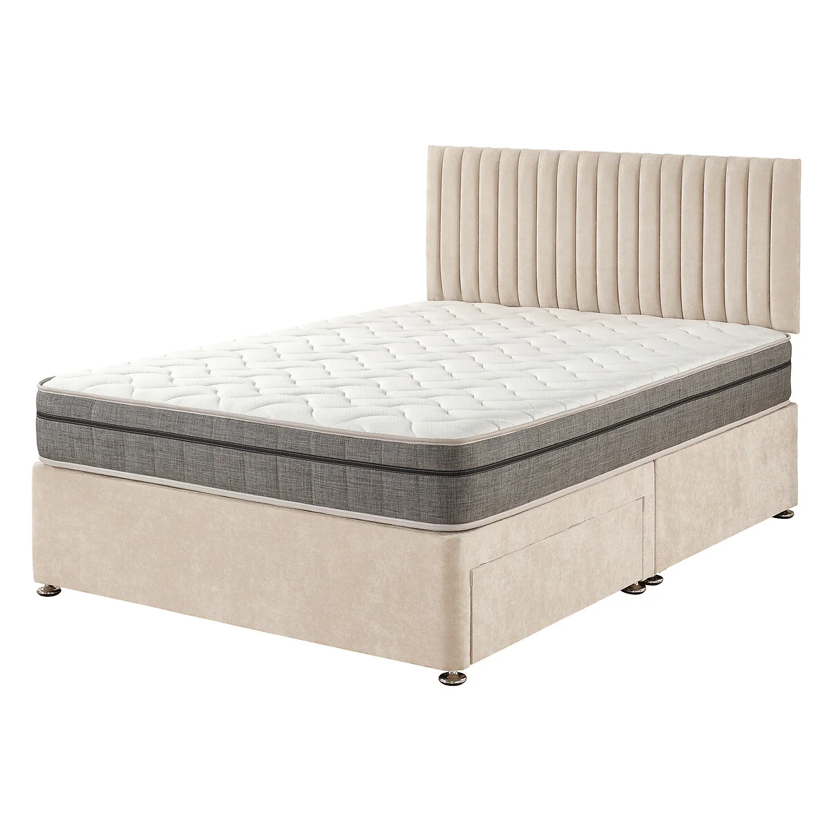 Grant Linen Divan Bed with 2 Drawers and Pocket+ Memory Mattress Set – image 3
