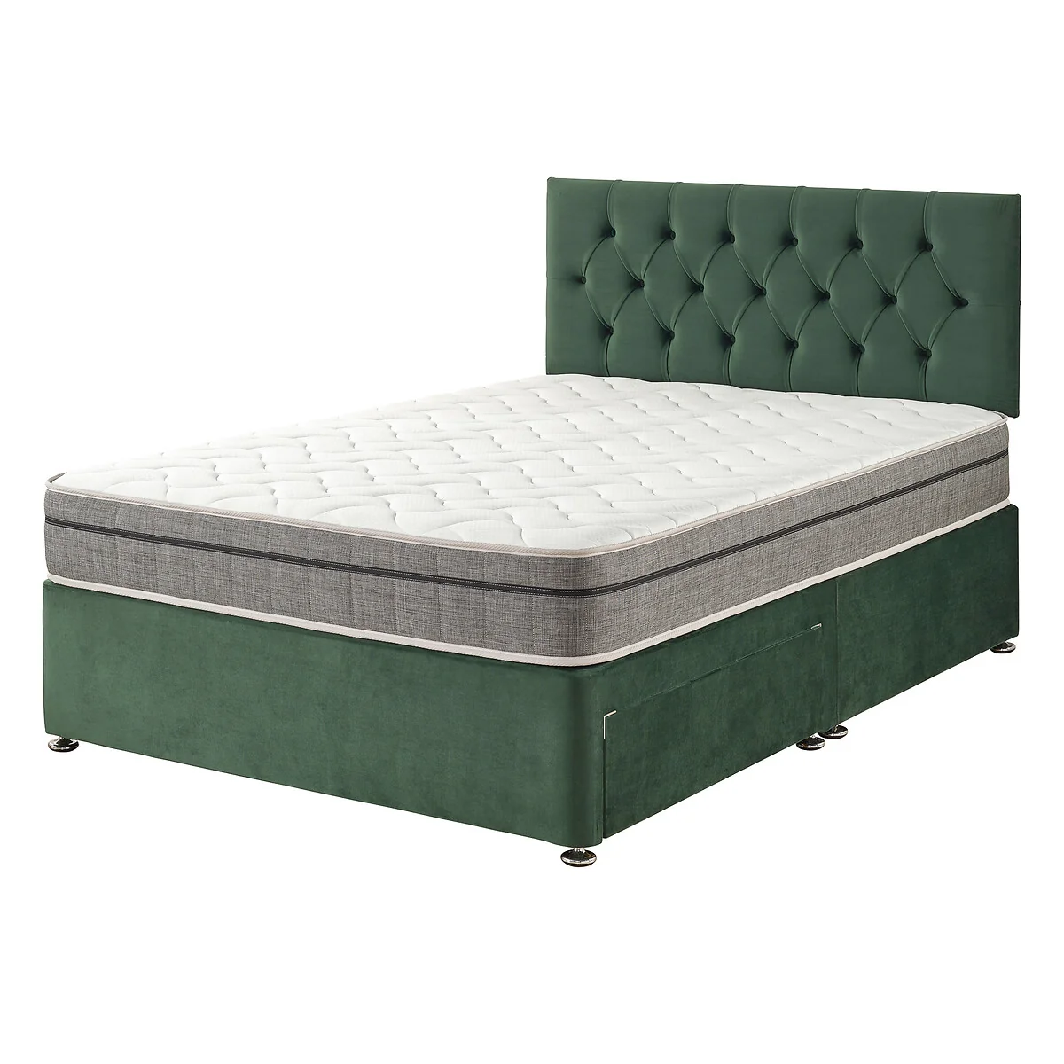 Oliver Velvet 2 Drawer Divan Bed and Pocket+ Memory Mattress Set – image 3