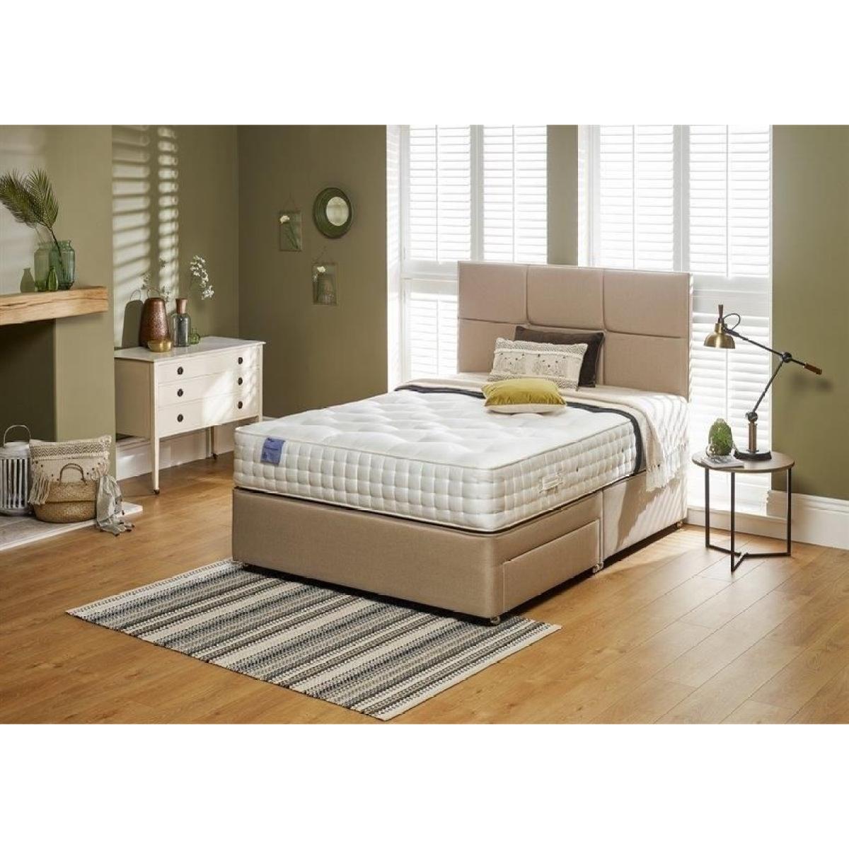 Relyon Dreamworld Derwent Natural Pashmina 2400 Mattress and Divan Set - 135cm Double - Padded Top - End Lift Ottoman - Fabric Grade B – image 2