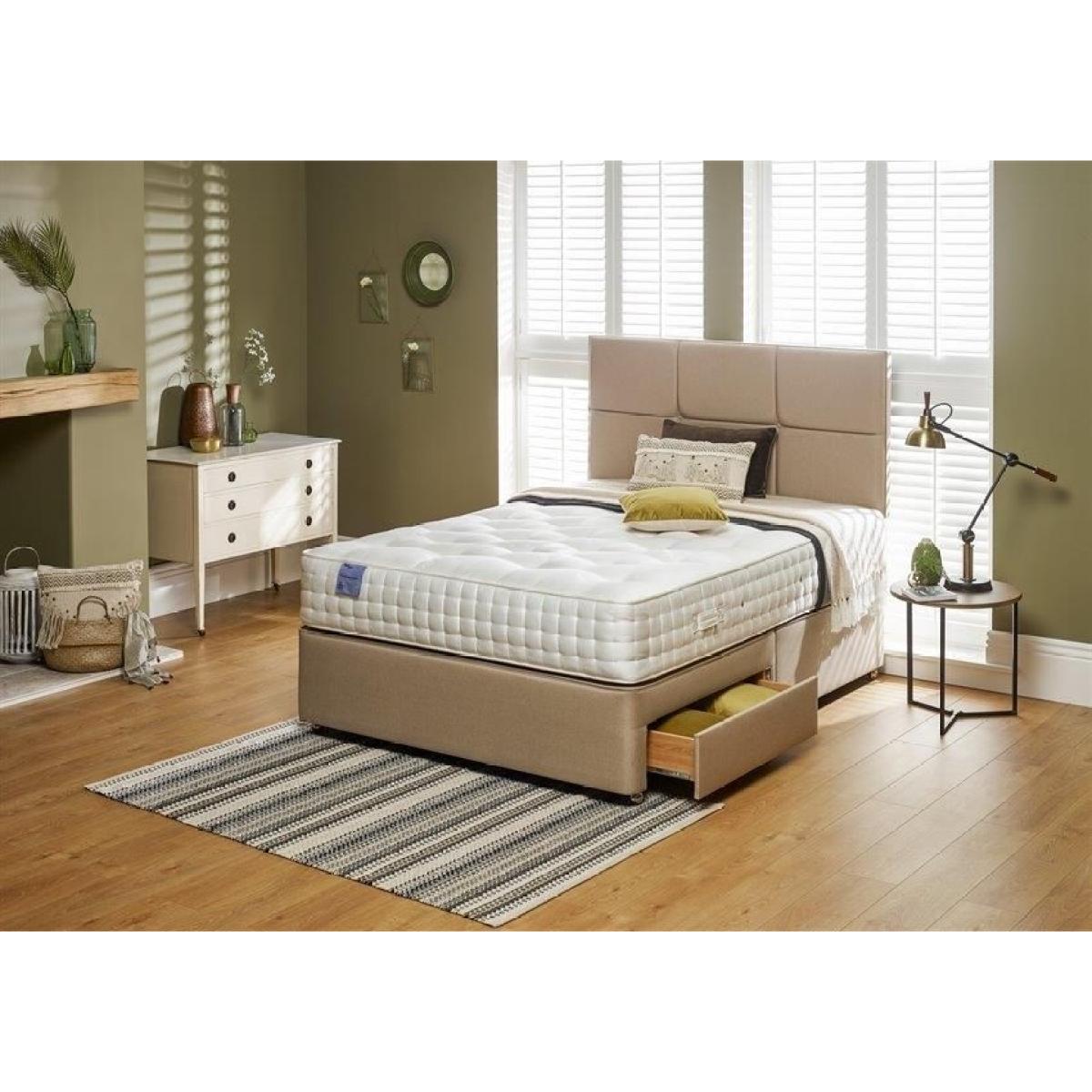 Relyon Dreamworld Derwent Natural Pashmina 2400 Mattress and Divan Set - 135cm Double - Padded Top - End Lift Ottoman - Fabric Grade B – image 3