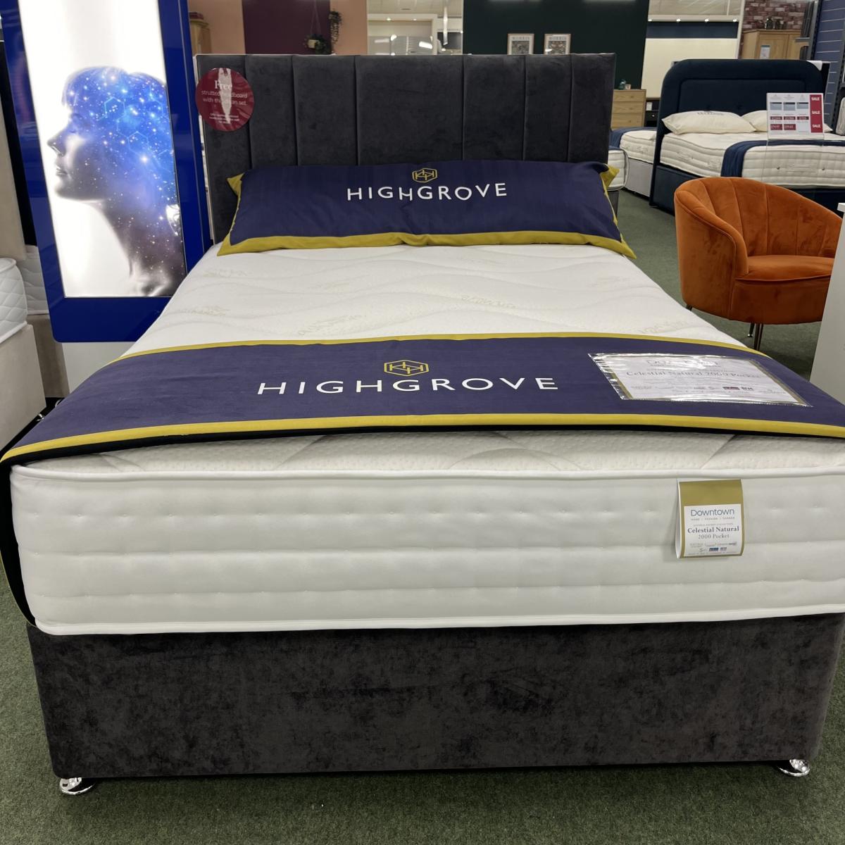 Highgrove Celestial Natural 2000 Pocket Sprung Mattress and Divan Set - 150cm King - End Lift Ottoman – image 3