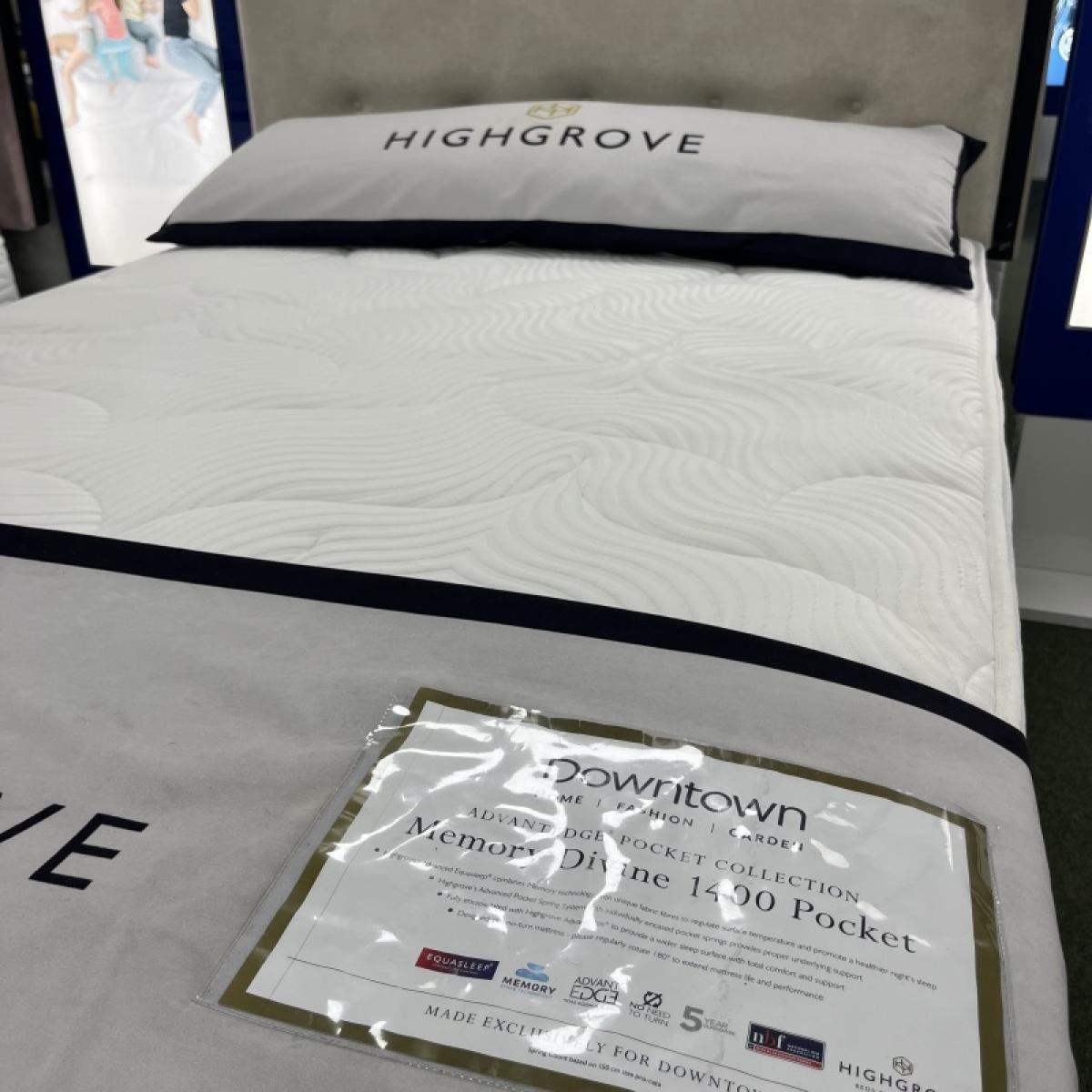 Highgrove Memory Divine 1400 Mattress and Divan Set With Headboard - 120cm Small Double - 4 Drawers - Deluxe Floor Standing Sunbury – image 4
