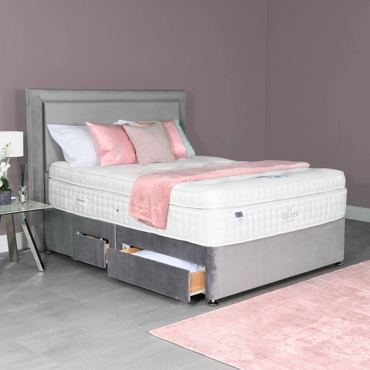 Silentnight Palatial Geltex Mattress and Divan Set - 135cm Double - Half Ottoman 2 Drawers - Premium Fabric – image 2