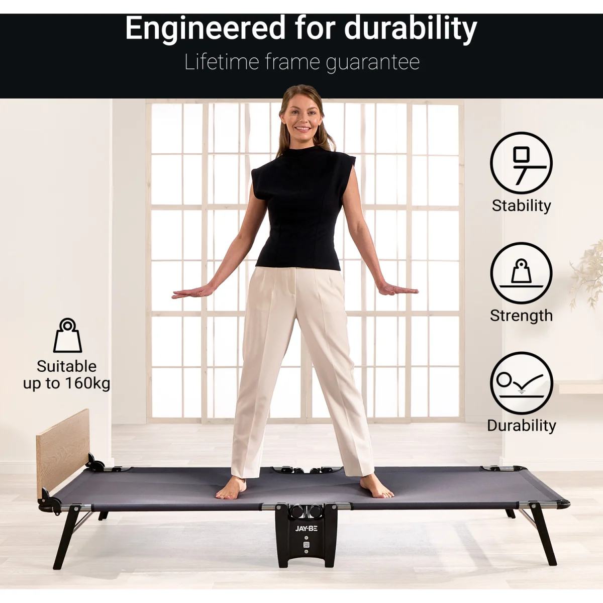 Jay-Be QP80 Quick Folding Bed with Pocket Sprung Mattress, Single - Black – image 12