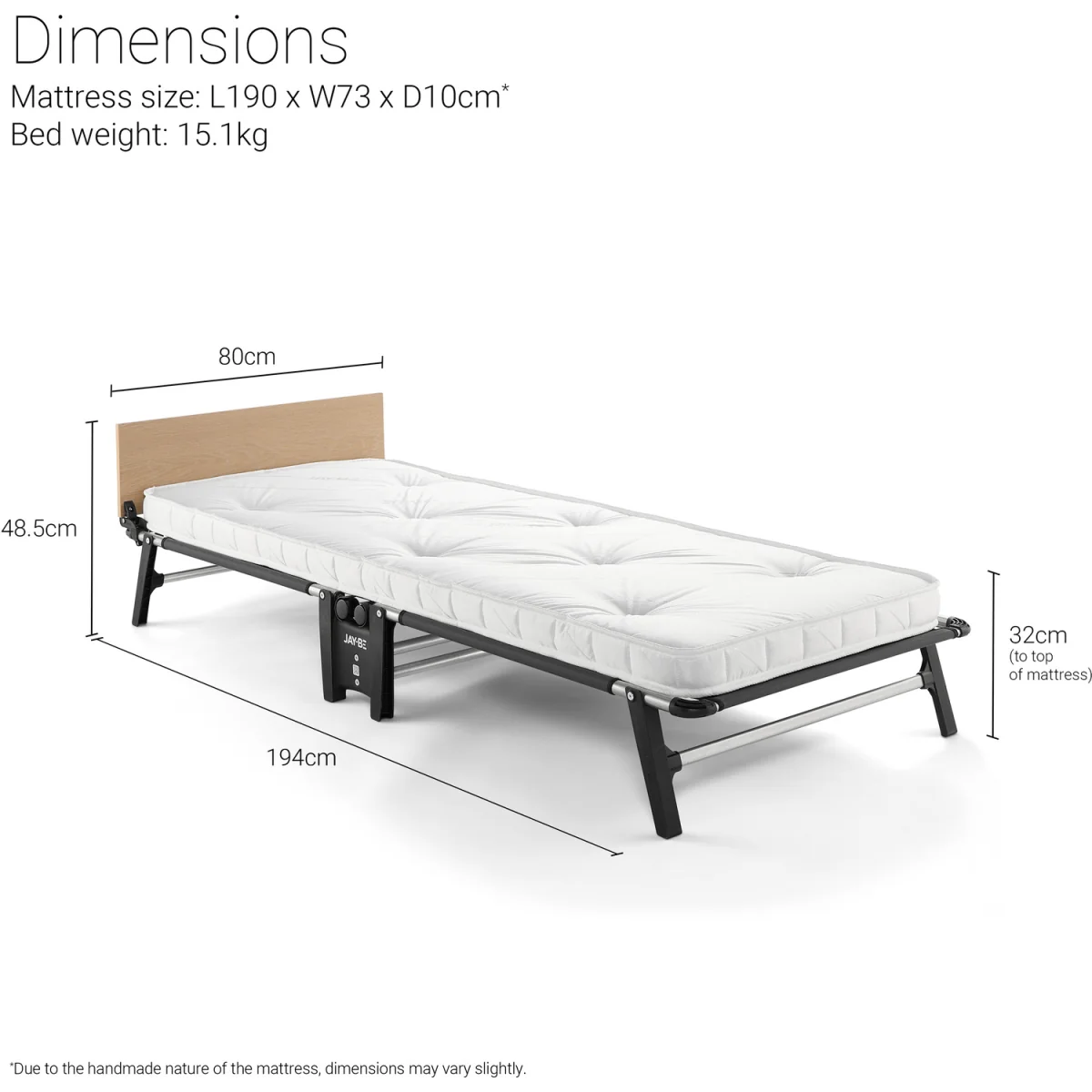 Jay-Be QP80 Quick Folding Bed with Pocket Sprung Mattress, Single - Black – image 15