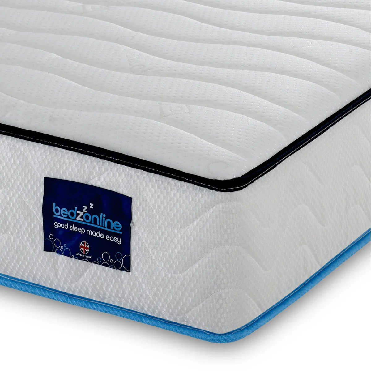 Bedzonline Ultra Cool Blue Hybrid Mattress - Massage Wave Foam & Open Coil Spring - White / Small Double – image 2