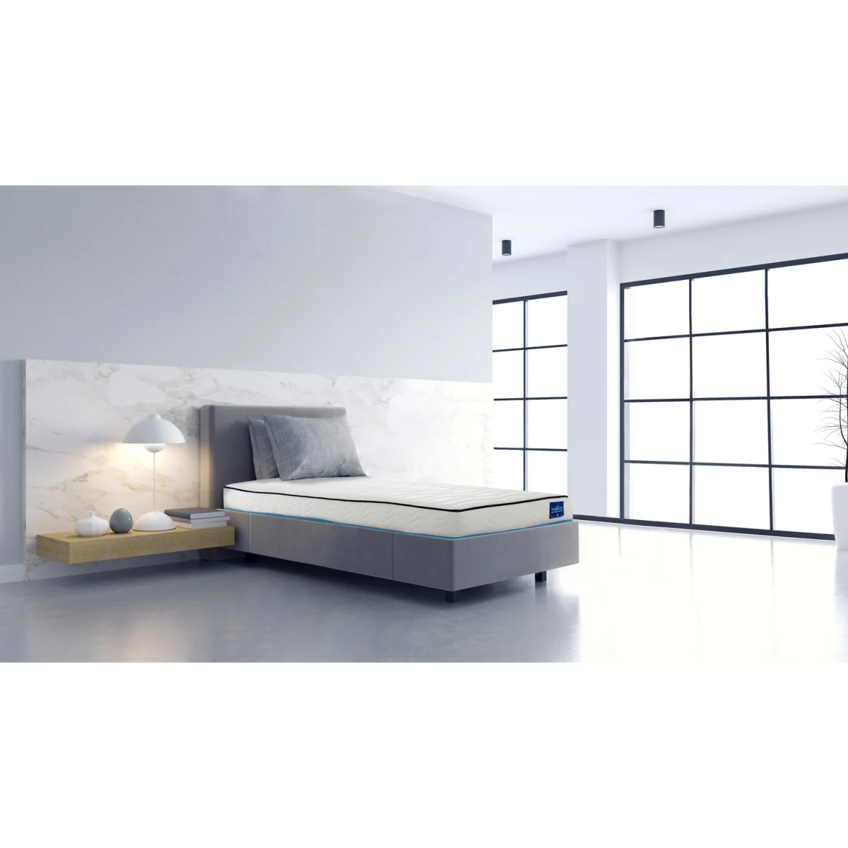 Bedzonline Ultra Cool Blue Hybrid Mattress - Massage Wave Foam & Open Coil Spring - White / Small Double – image 5