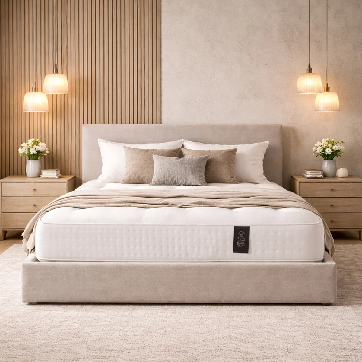 Luxury 3000 Pocket Cashmere Wool Mattress, Medium Comfort Pocket Spring Mattress - White / King – image 2