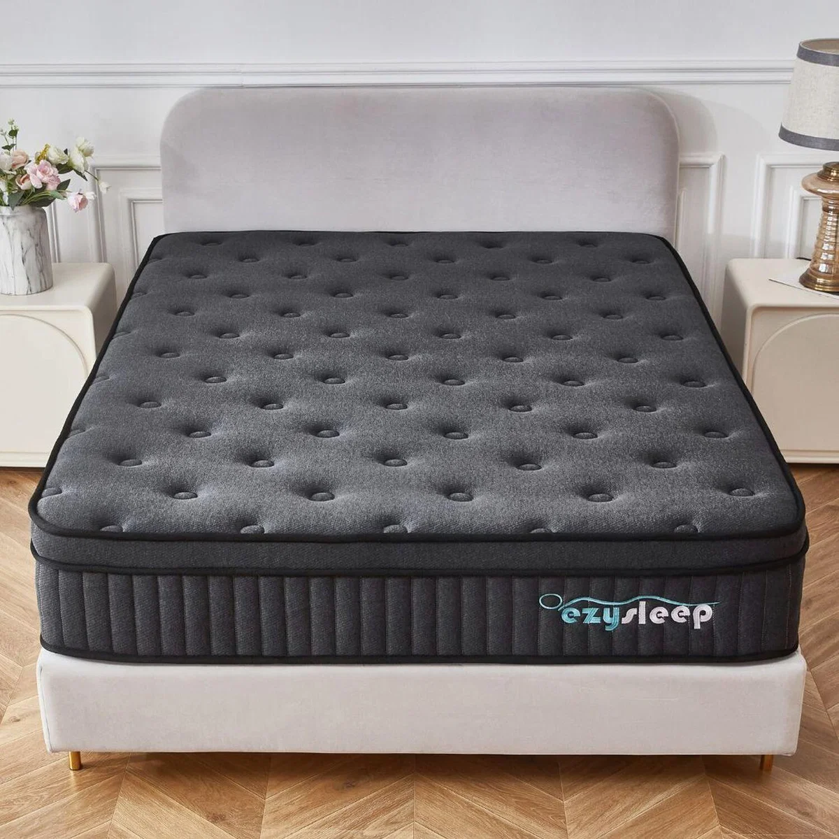 24cm Onyx Spring Foam Hybrid Mattress - 5 Year Guarantee - Black / Double / 135cm