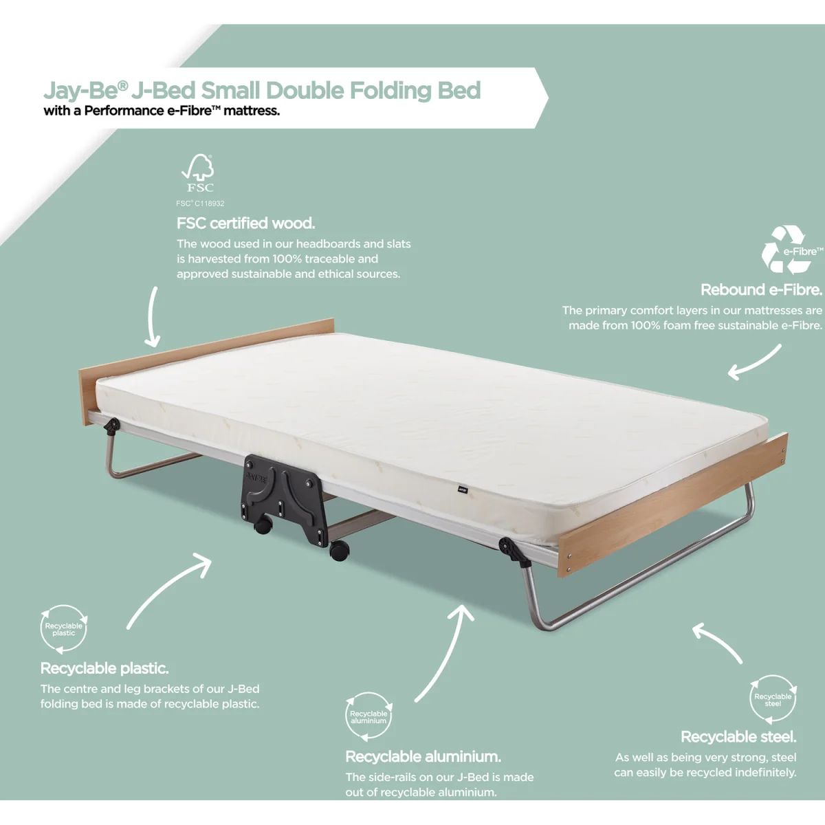 Jay-Be J-Bed Folding Bed with Contract Comfort Mattress - Small Double - Black – image 4