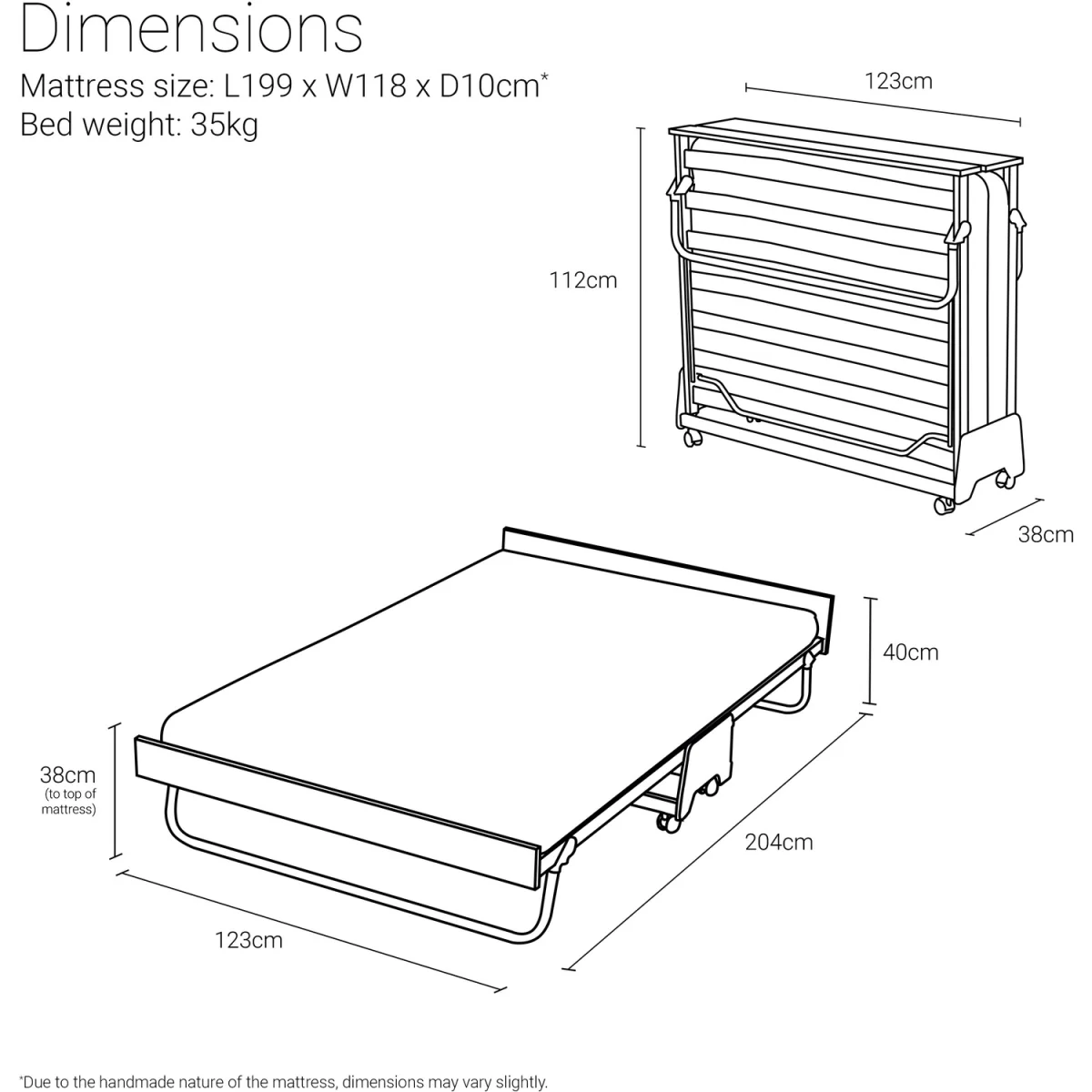 Jay-Be J-Bed Folding Bed with Contract Comfort Mattress - Small Double - Black – image 7
