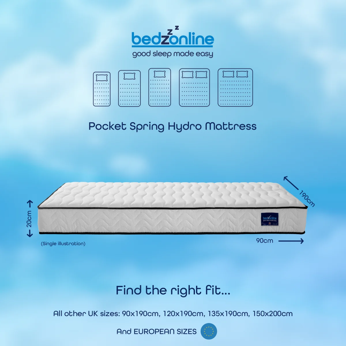 Hydro Hybrid Pocket Spring & Memory Foam Mattress Cashmere Cover – image 3