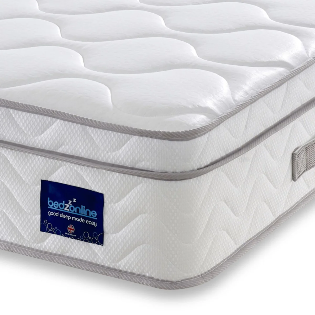 Bedzonline Wavy Knit Euro Top Hybrid Mattress, 7-Zone Pocket Springs - White / 150cm – image 2