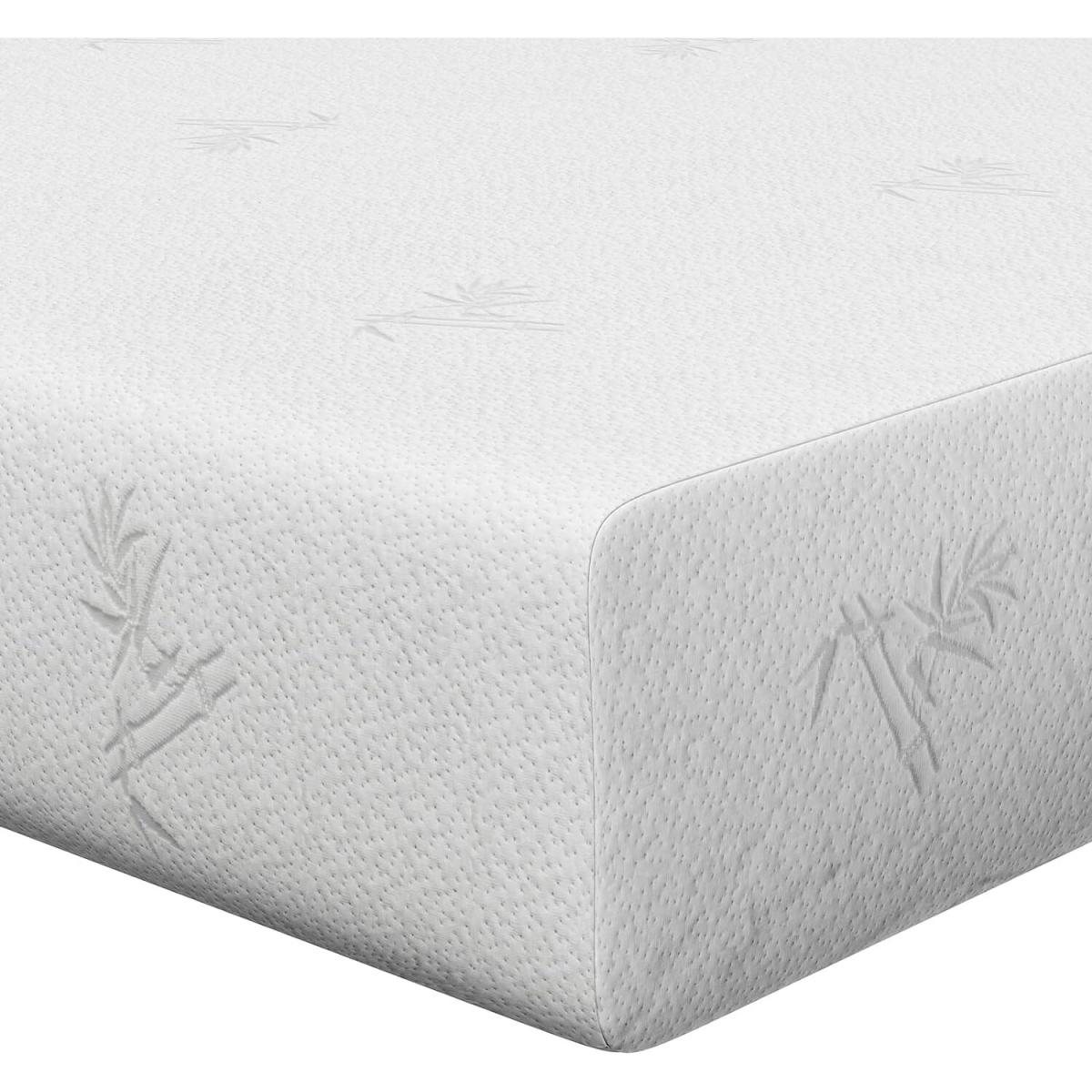 7.5 Inch Memory Foam Mattress with Convoluted and High-Density Foam - White / King
