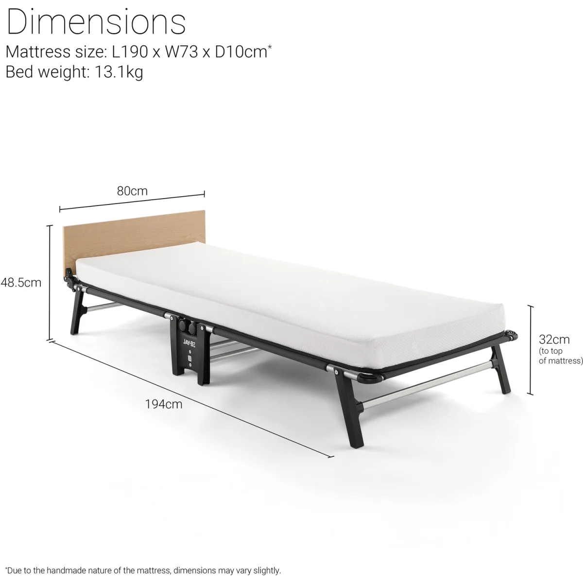 Jay-Be QM80 Quick Folding Bed with Memory Mattress, Single - Black – image 14