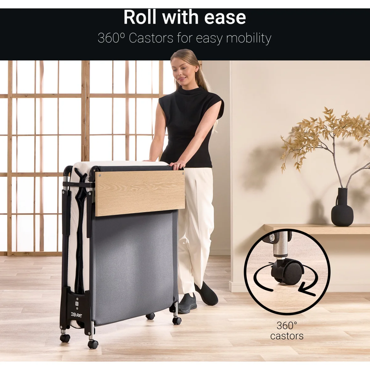 Jay-Be QM80 Quick Folding Bed with Memory Mattress, Single - Black – image 8