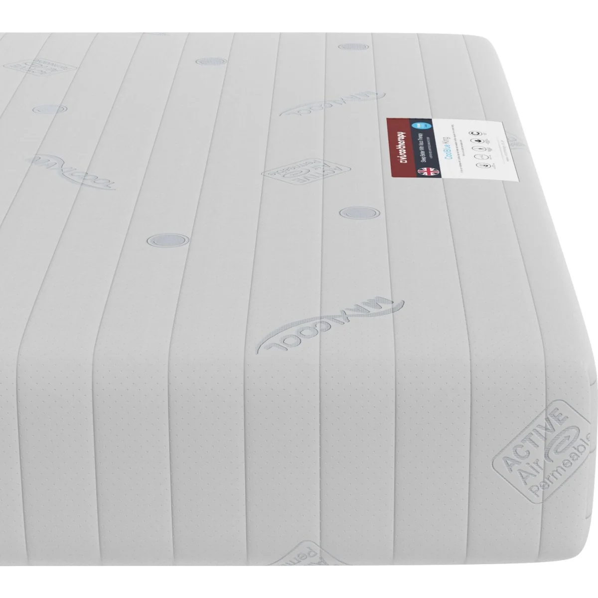 Visco Therapy Cooling Sprung Mattress 19cm Medium - Edge Support - UK Made - White / Small Double – image 2