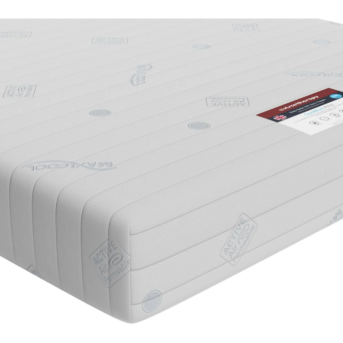 Visco Therapy Cooling Sprung Mattress 19cm Medium - Edge Support - UK Made - White / Small Double – image 3