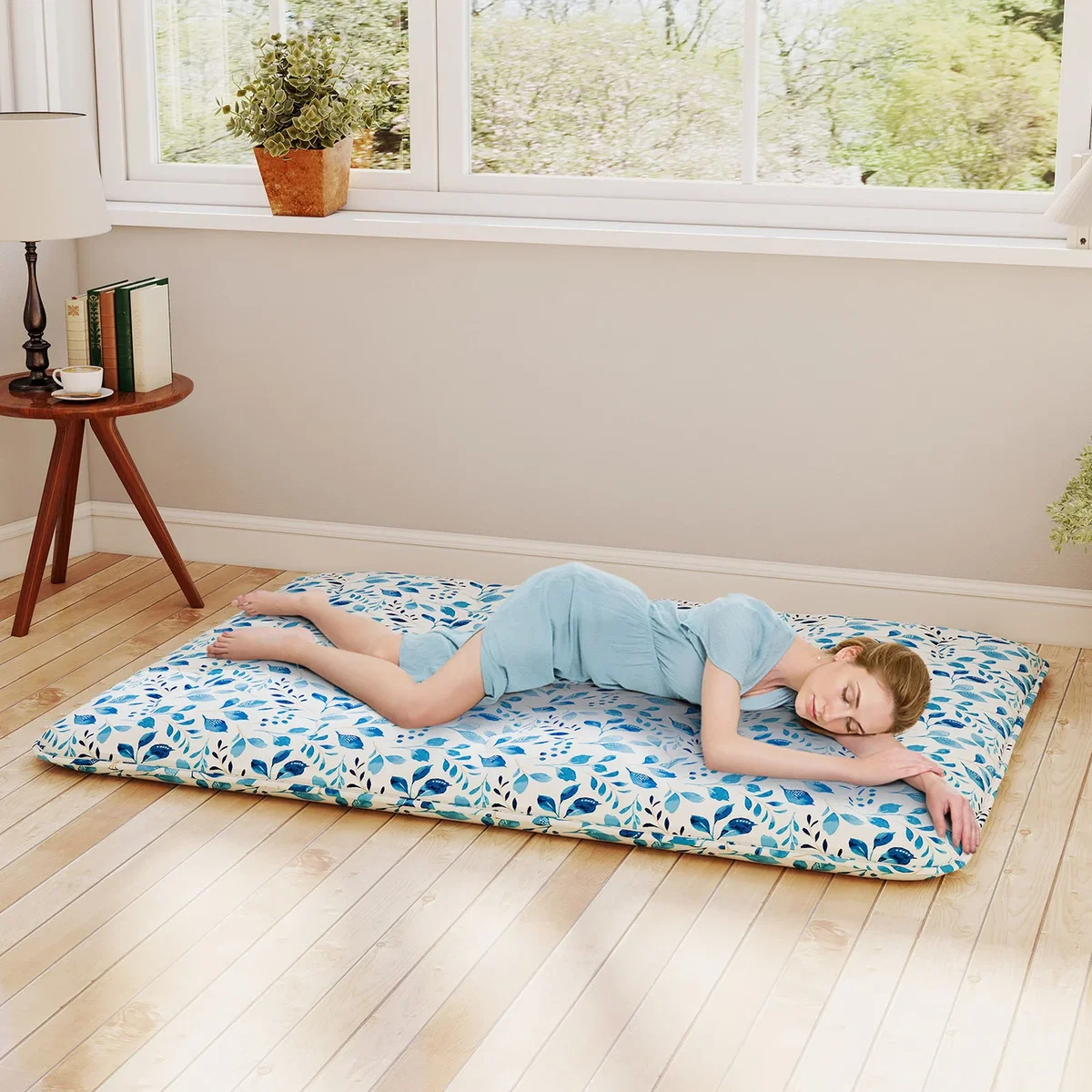 Costway Floor Roll up Mattress - Blue – image 3