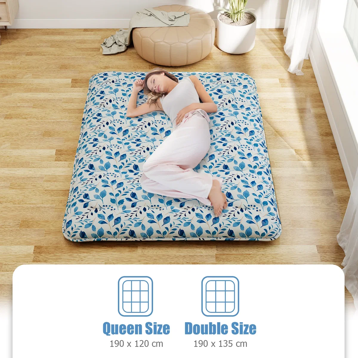 Costway Floor Roll up Mattress - Blue – image 7
