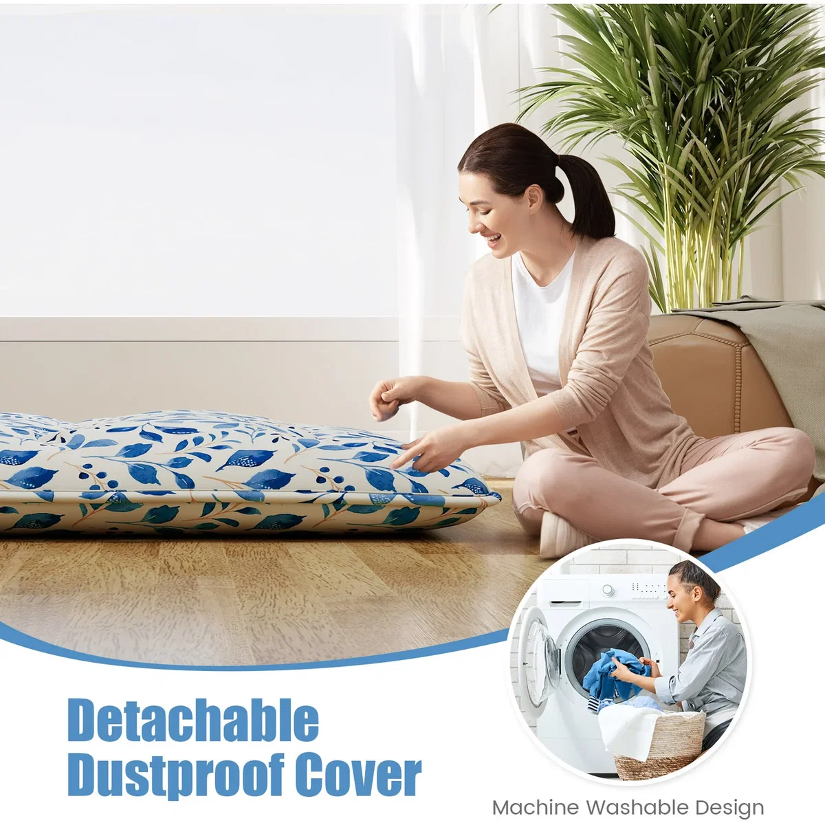 Costway Floor Roll up Mattress - Blue – image 9