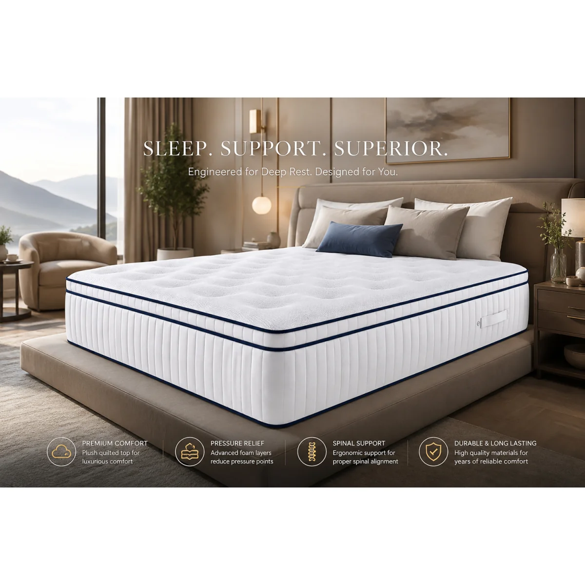 Luxury 2000 Pocket Spring Pillow top Mattress – image 5