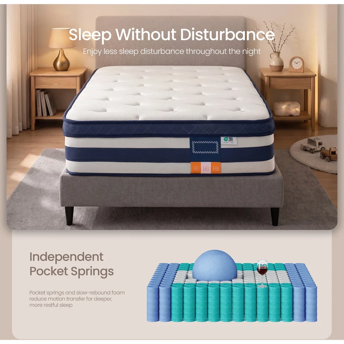Pocket Sprung Mattress with Cooling Gel Memory Foam - Blue – image 5