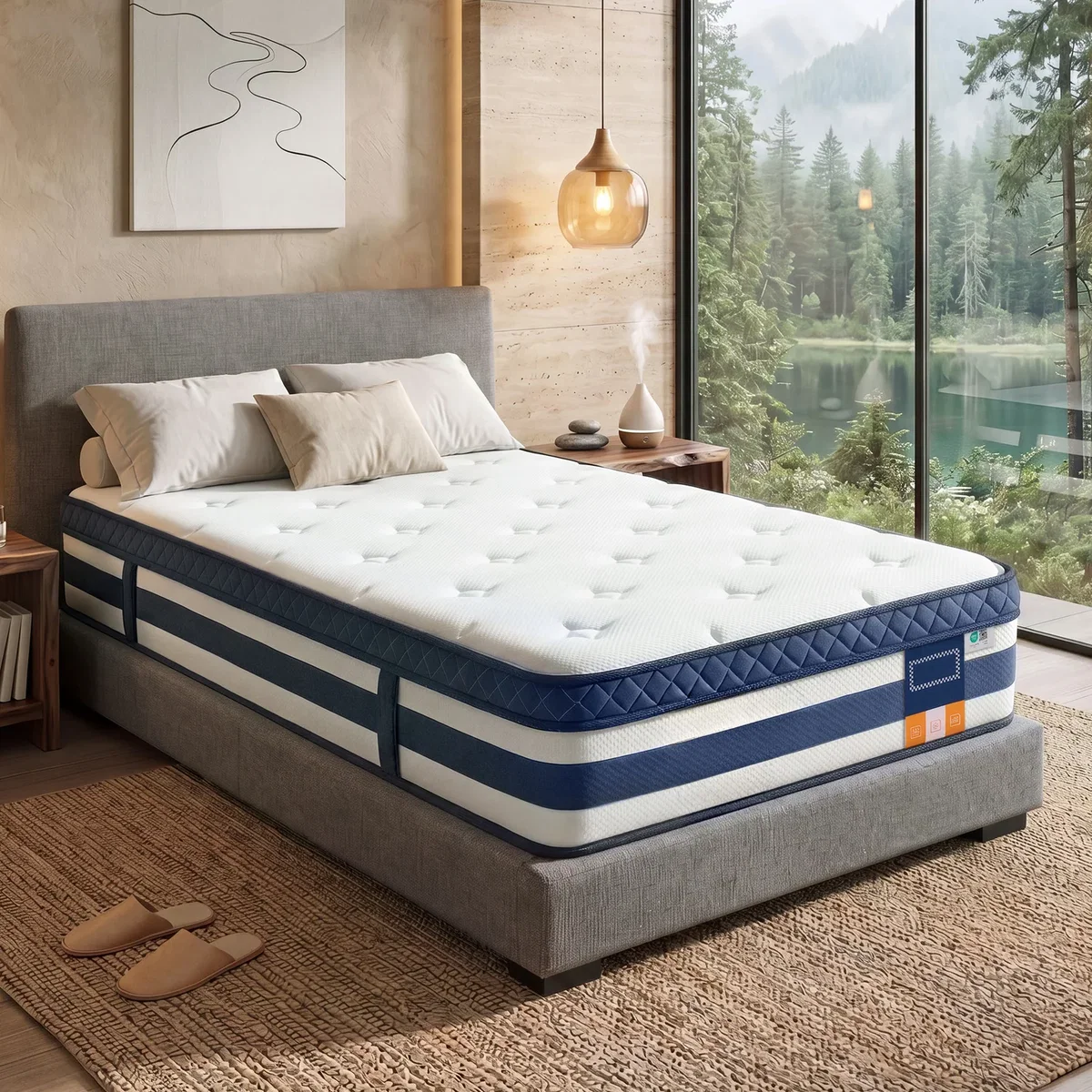 Pocket Sprung Mattress with Cooling Gel Memory Foam - Blue – image 1