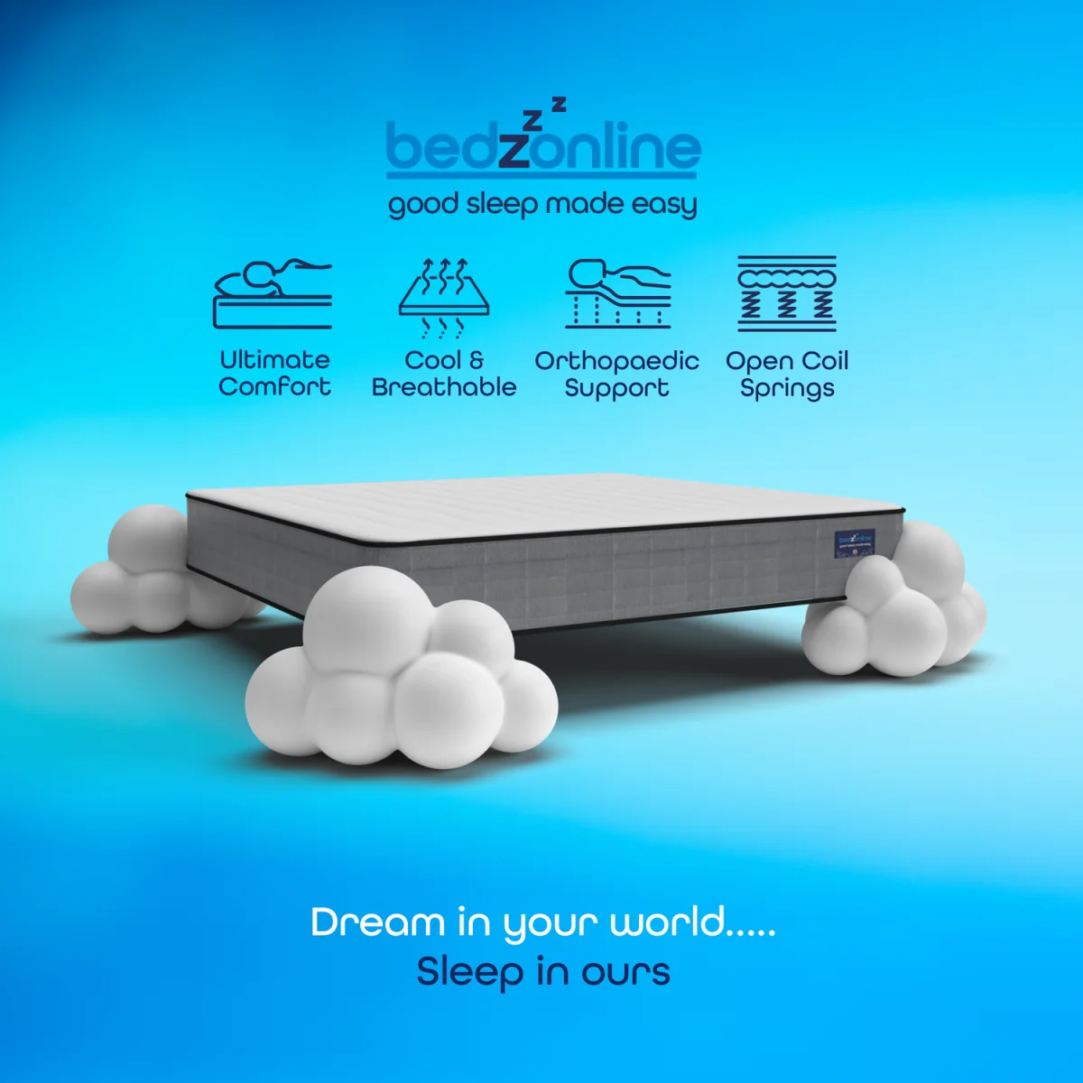 Bedzonline Hydro Memory Foam Spring Mattress, Hybrid Orthopaedic - Grey / Small Single – image 8