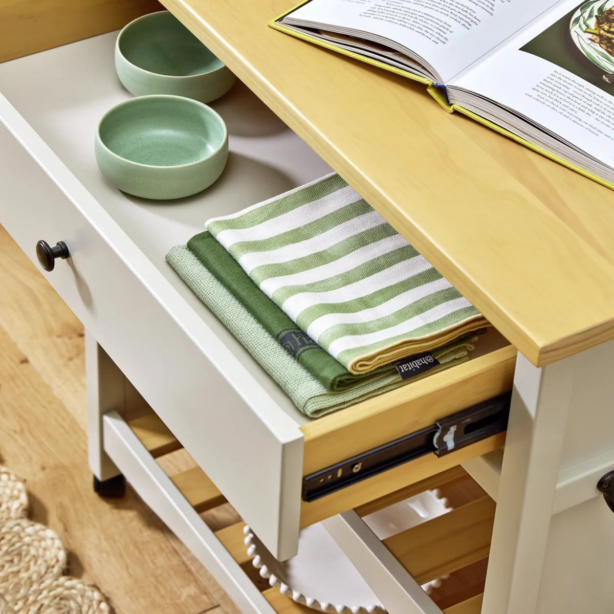 Habitat Bournemouth Solid Wood Kitchen Trolley - Beige – image 3