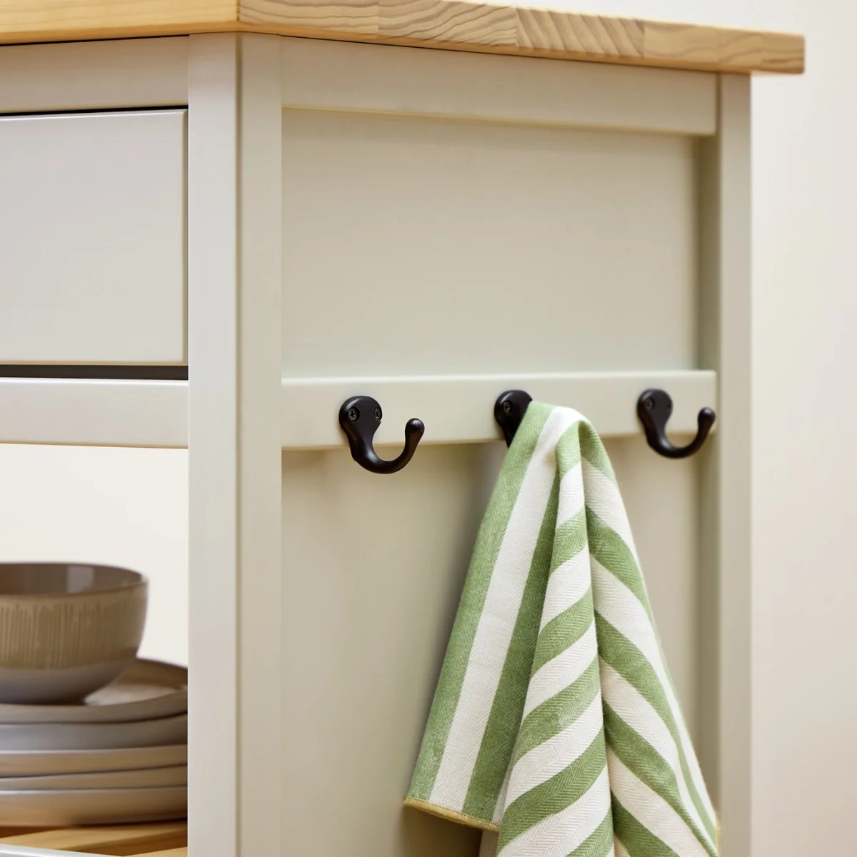 Habitat Bournemouth Solid Wood Kitchen Trolley - Beige – image 4
