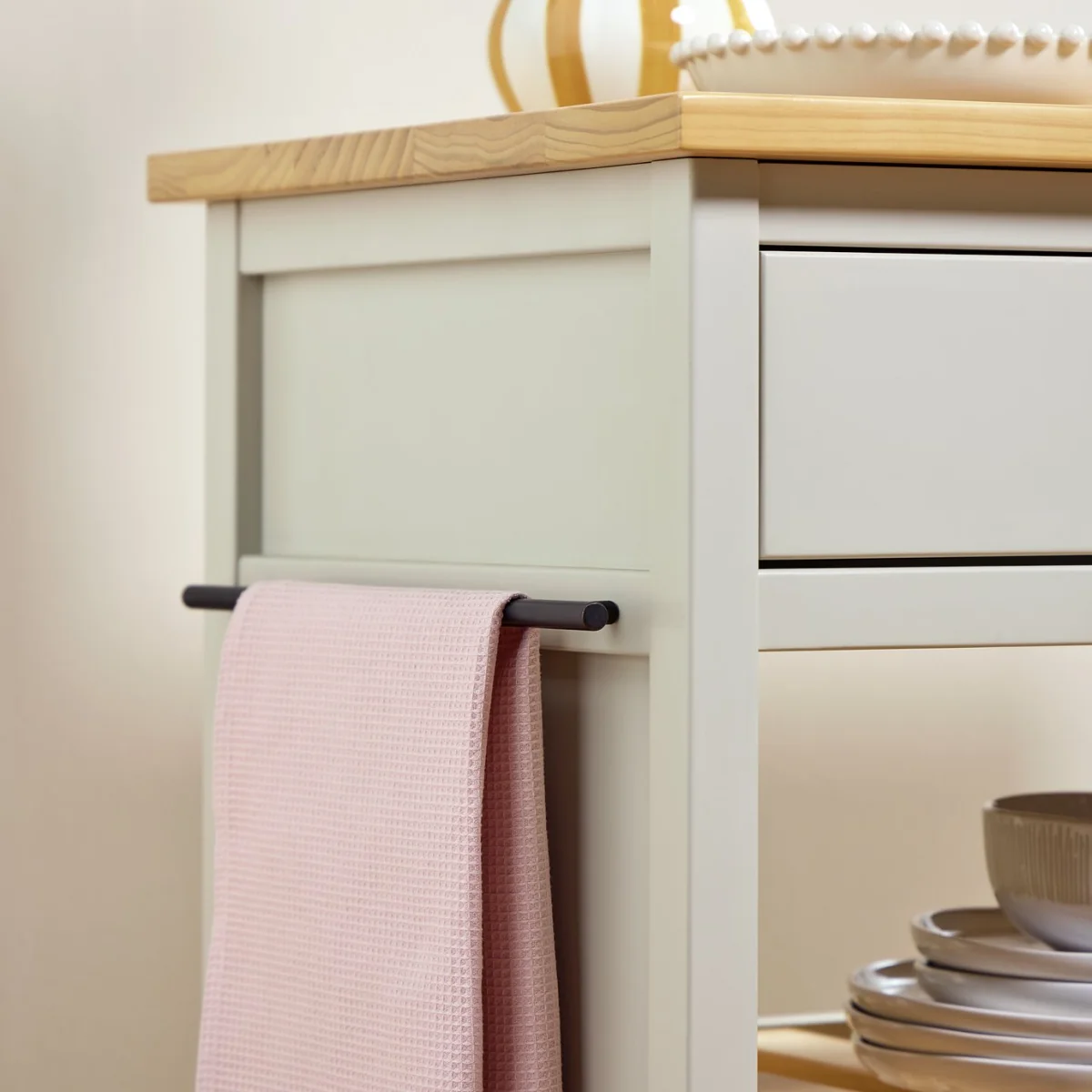 Habitat Bournemouth Solid Wood Kitchen Trolley - Beige – image 5