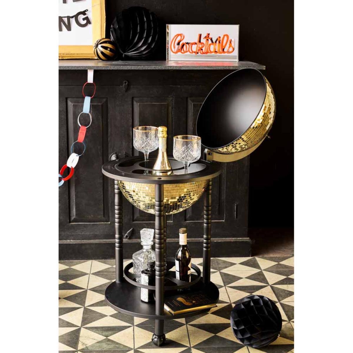 Black & Gold Disco Ball Drinks Trolley Cart – image 12