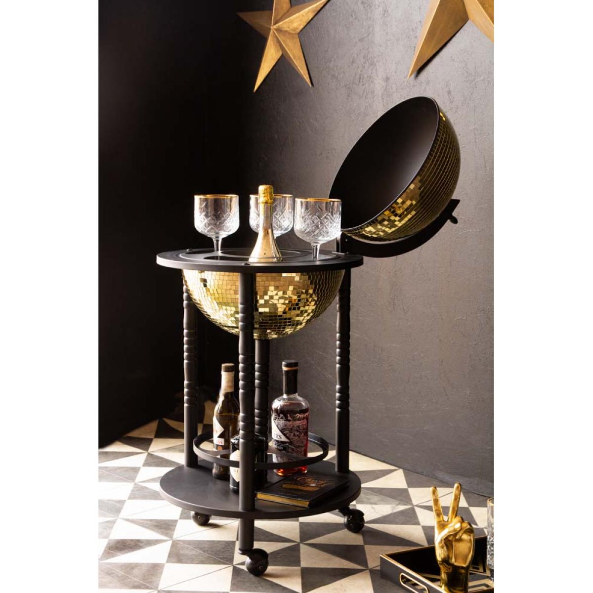 Black & Gold Disco Ball Drinks Trolley Cart – image 3