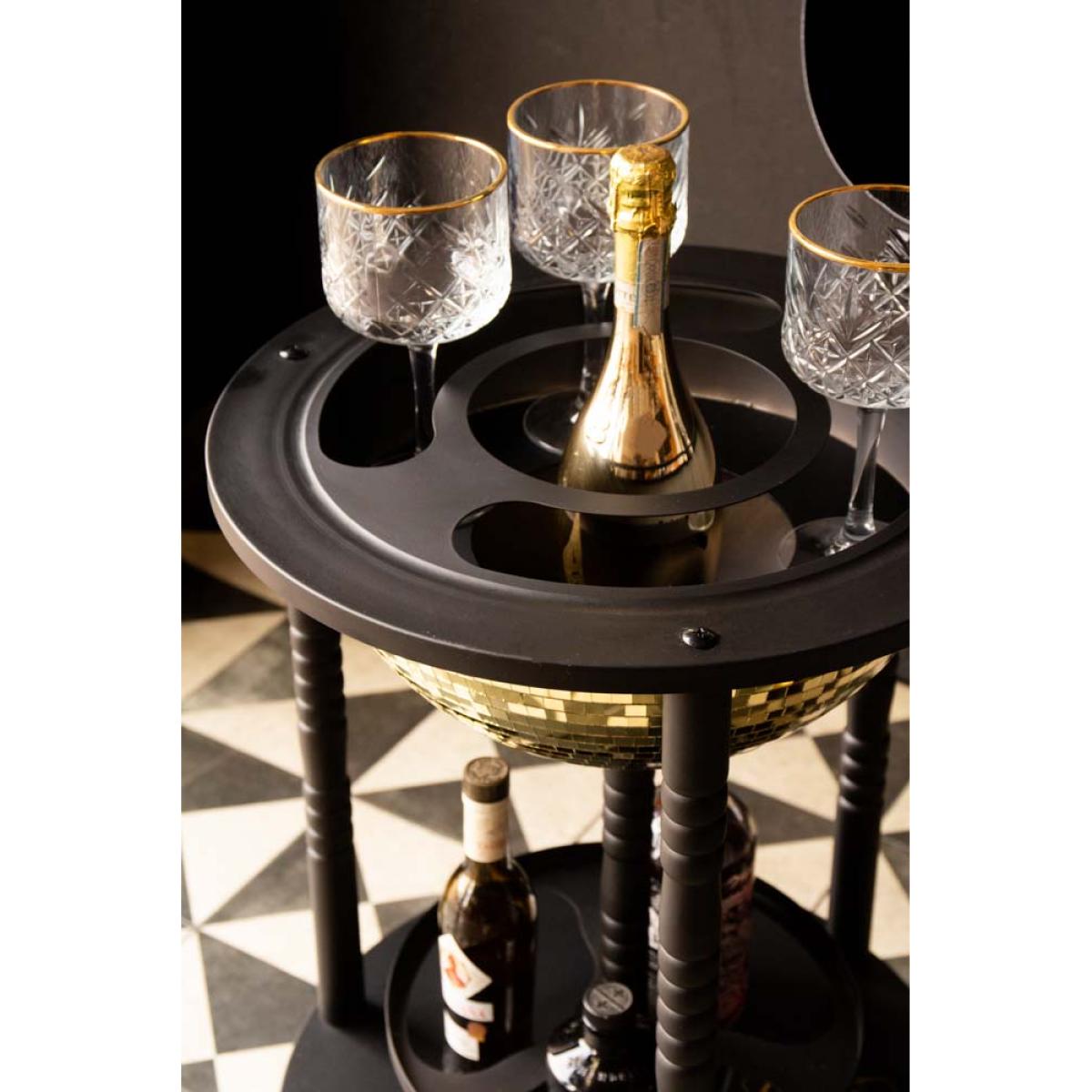 Black & Gold Disco Ball Drinks Trolley Cart – image 6