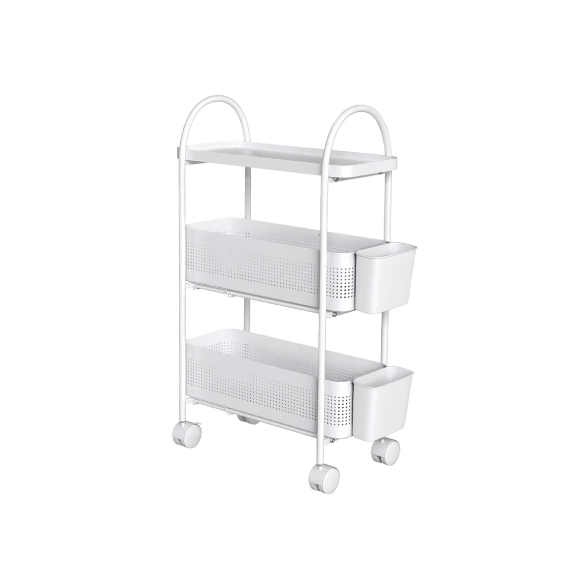 3 Tier Kitchen Storage Trolley Cart - White / 17cm