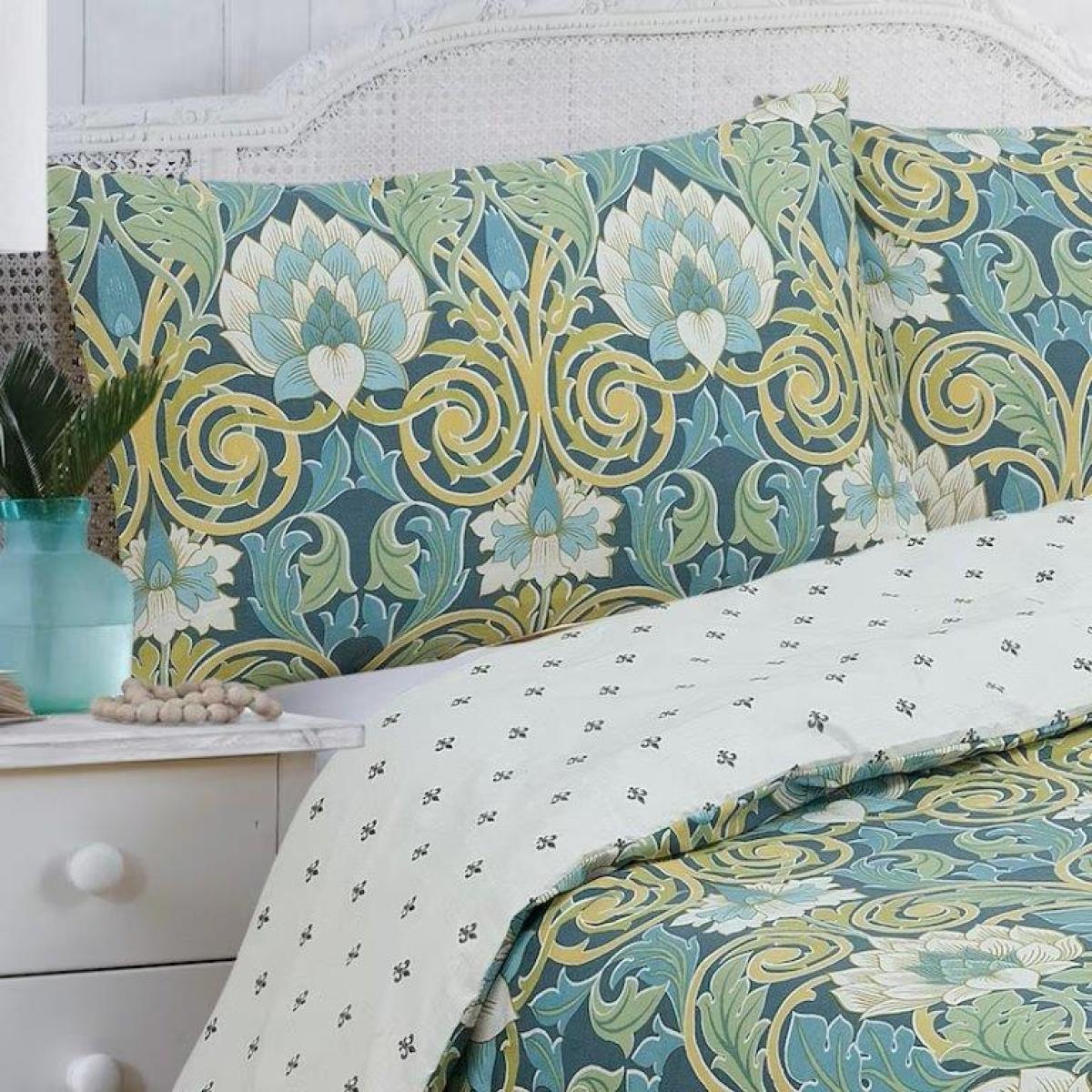 Vantona Chester Damask Duvet Set - Green - Superking – image 2