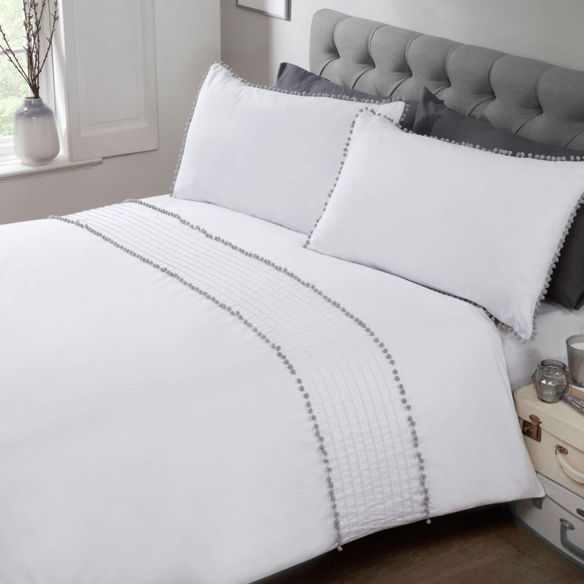 Pom Poms Duvet Set - Grey / Superking – image 2