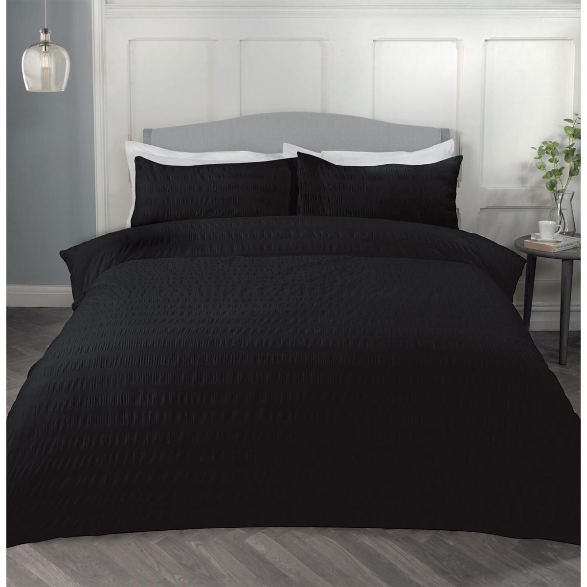 Seersucker Duvet Set - Black / Superking – image 2