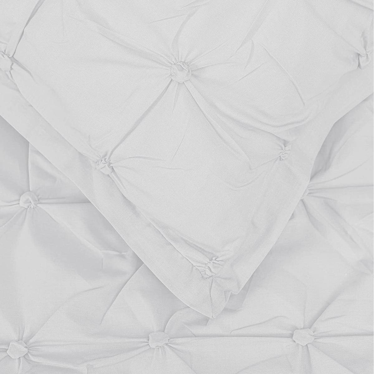 Sleepdown Rouched Pleat Duvet Set Quilt Cover Bedding - White / Superking – image 3