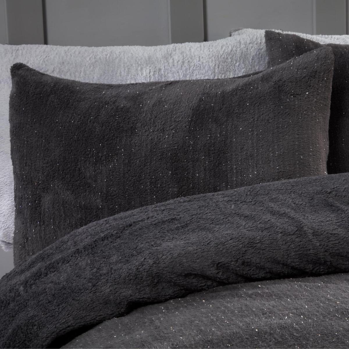 Sienna Glitter Teddy Duvet Cover Set - Grey / Superking – image 3