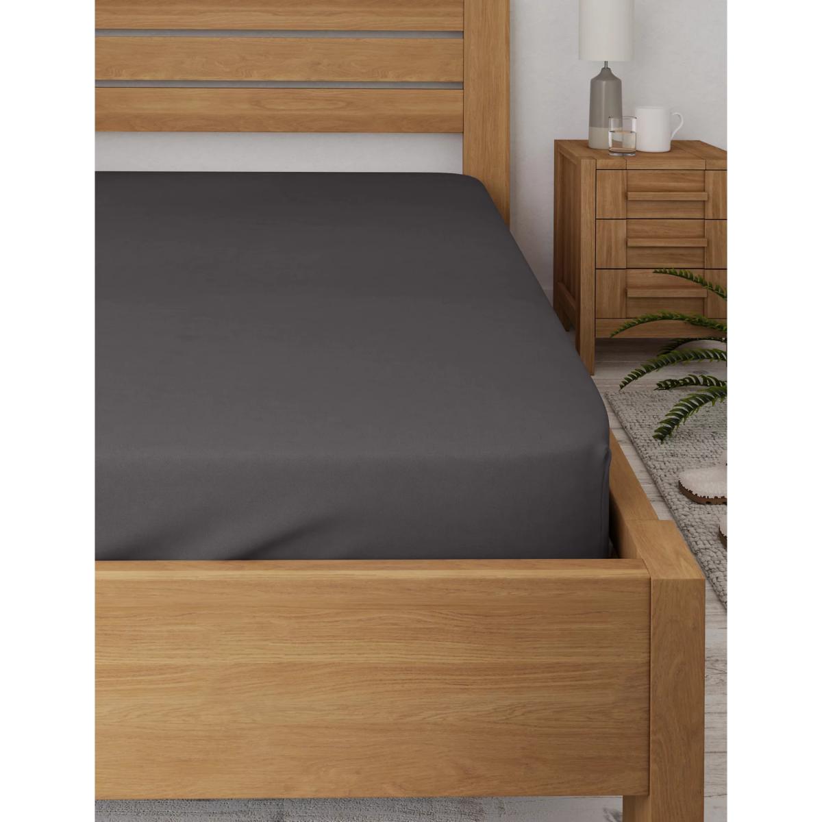 M&S Bamboo Cotton Blend Sateen Fitted Sheet - 5FT - Grey, Grey,White,Mid Grey,Mid Blue,Neutral,Soft Pink,Sage,Teal – image 2