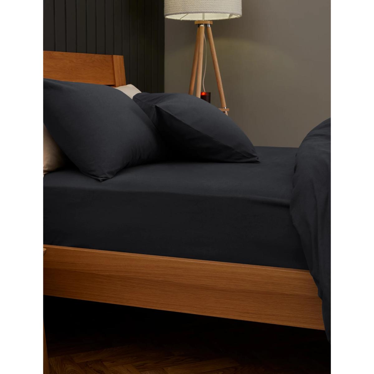 M&S Pure Brushed Cotton Deep Fitted Sheet - 5FT - Grey Marl, Grey Marl,Biscuit,Midnight Navy,Duck Egg,Blush,White,Charcoal,Sand,Silver Grey,Sage,Seafoam,Chambray – image 3