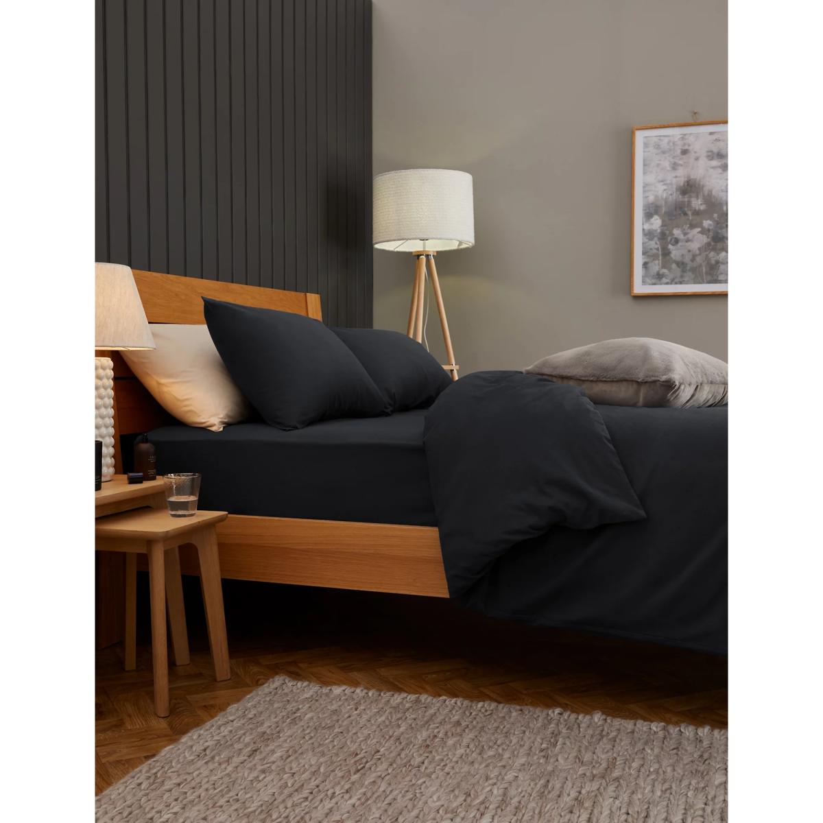 M&S Pure Brushed Cotton Deep Fitted Sheet - 5FT - Grey Marl, Grey Marl,Biscuit,Midnight Navy,Duck Egg,Blush,White,Charcoal,Sand,Silver Grey,Sage,Seafoam,Chambray – image 4
