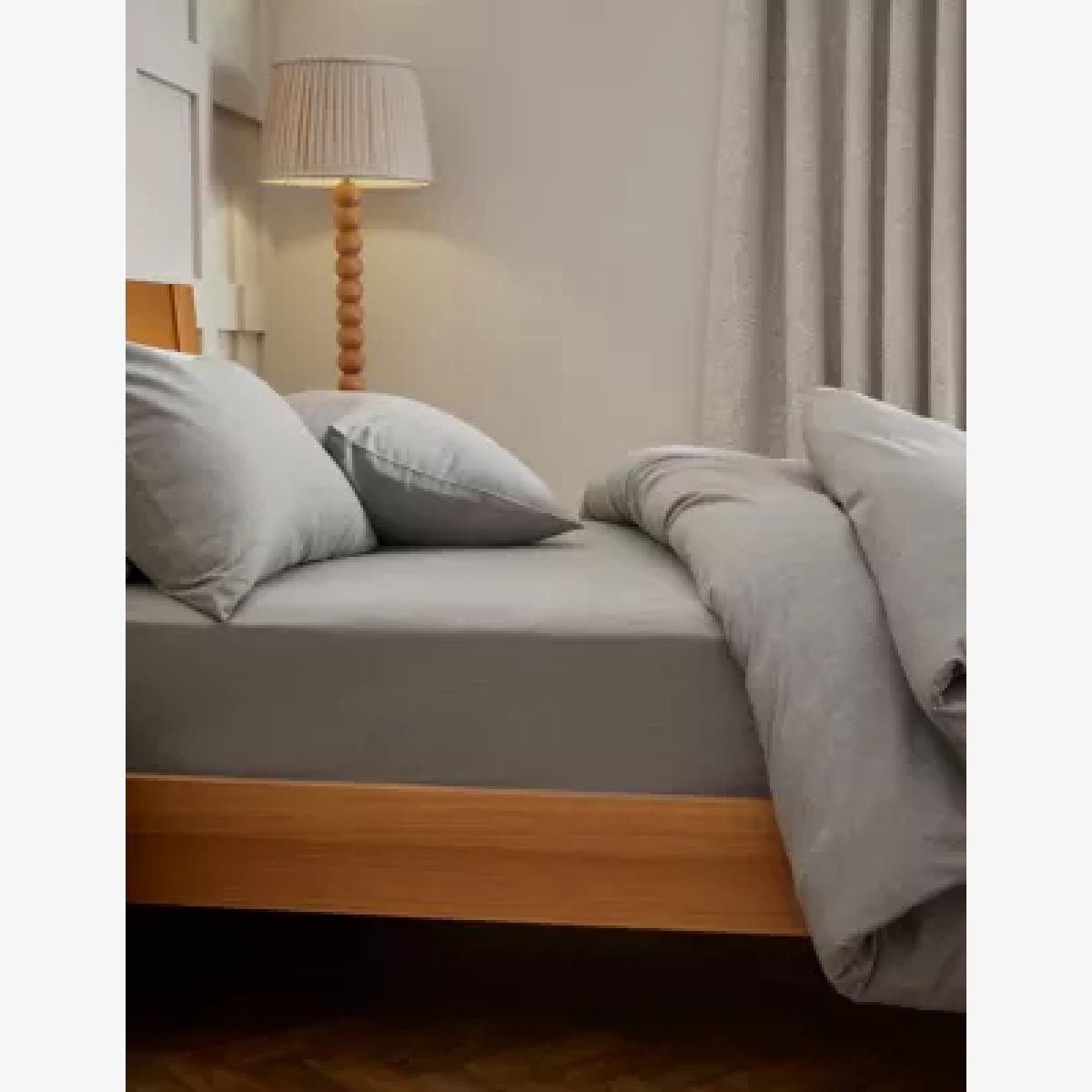 M&S Pure Brushed Cotton Deep Fitted Sheet - 5FT - Grey Marl, Grey Marl,Biscuit,Midnight Navy,Duck Egg,Blush,White,Charcoal,Sand,Silver Grey,Sage,Seafoam,Chambray – image 1