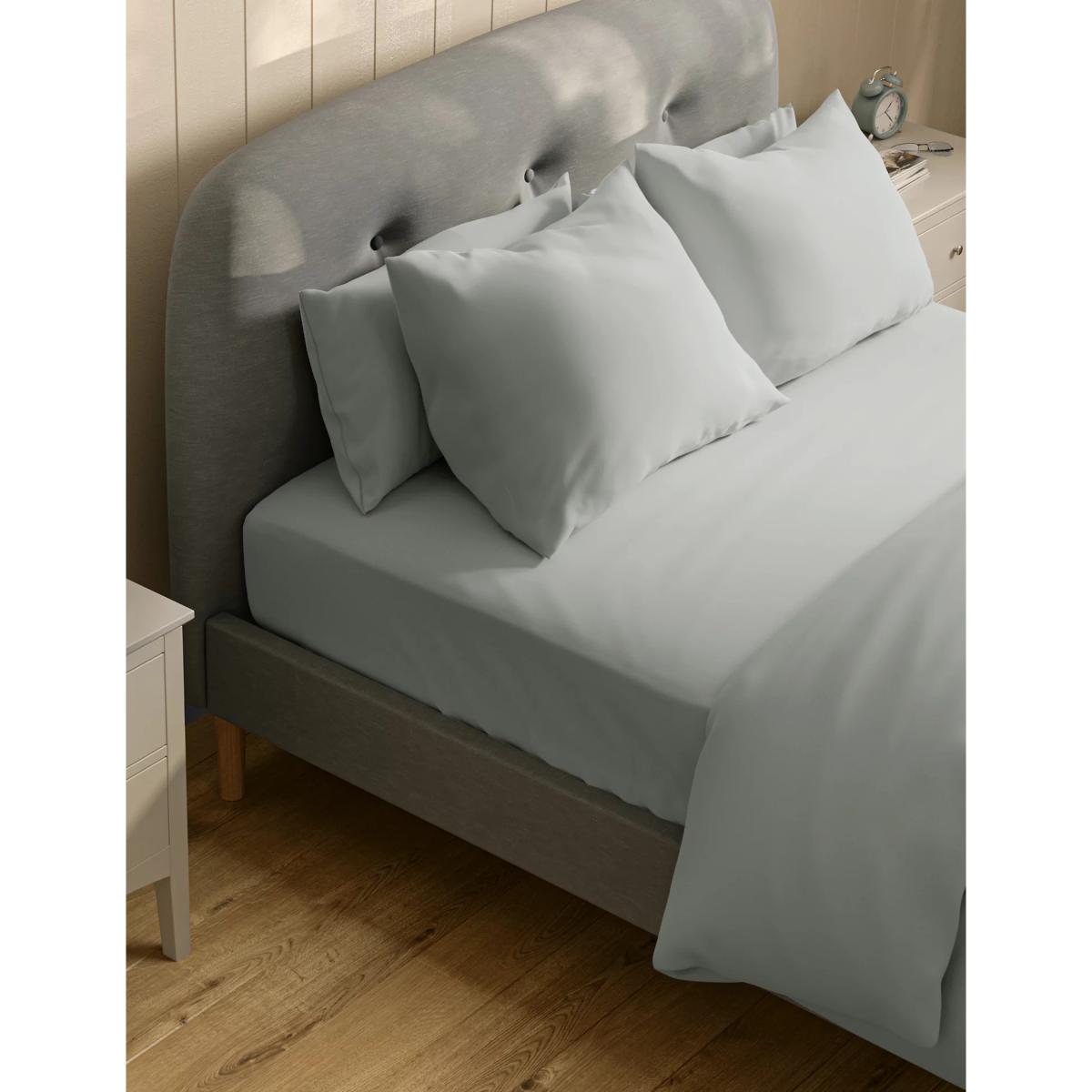 M&S Pure Cotton 300 Thread Count Deep Fitted Sheet - 5FT - Light Cream, Light Cream,Light Grey,Duck Egg – image 4