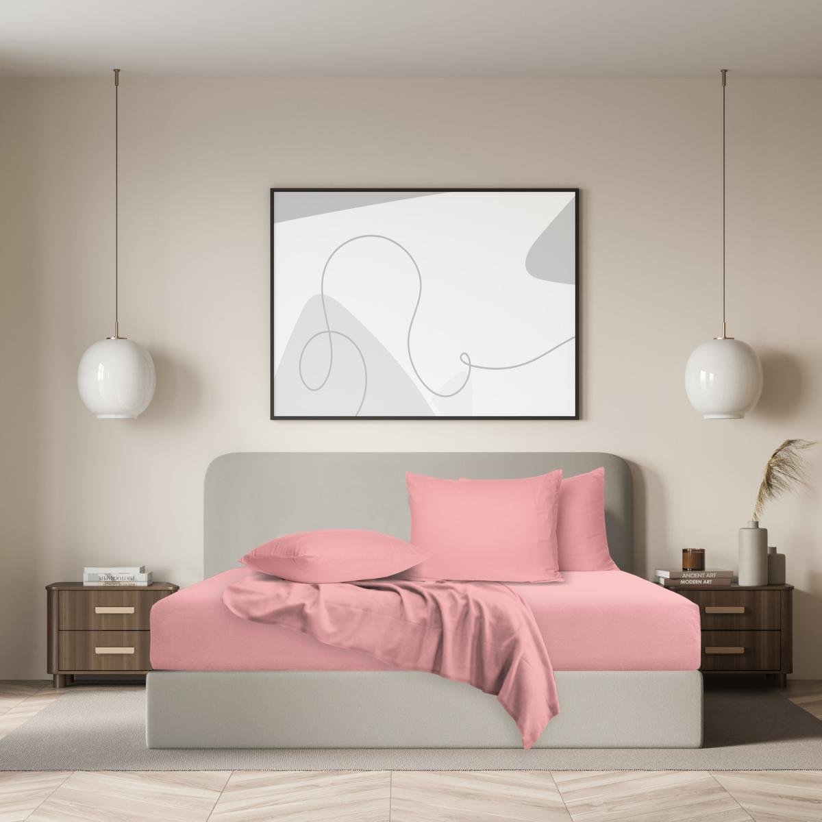 Silky Jersey Cotton Fitted Sheets - Pink / King – image 3